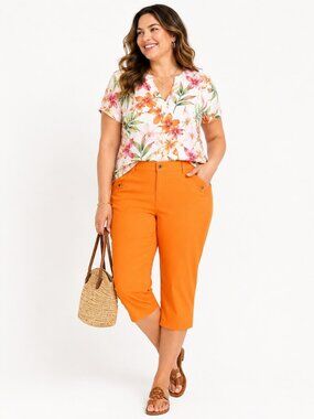 Lane Bryant Venezia Orange Cropped Casual Capri Pants Womens Size 20 NWT
